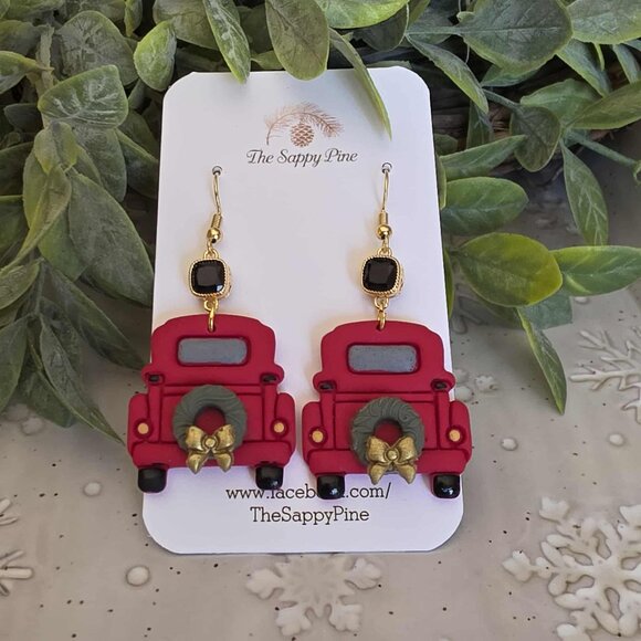 NEW Lil Red Truck Dangle Earrings - Picture 1 of 1